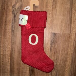 New Wondershop Initial Monogram Knit 19" Christmas Stocking Red Letter O